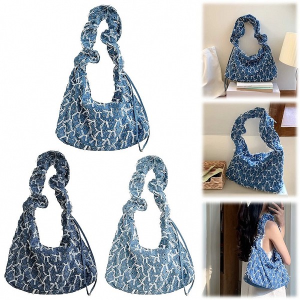 Sac fourre-tout en denim décontracté pour femme, sac à main en forme de croissant, sac à main de grande capacité, sac hobo vinta|16,19 €|OKKO MODE