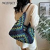 Sacs à main creux Crochet Hobo pour femmes, sac grand-mère, patchwork, fermeture à moraillon, voyage en plein air, grande capaci|10,79 €|OKKO MODE