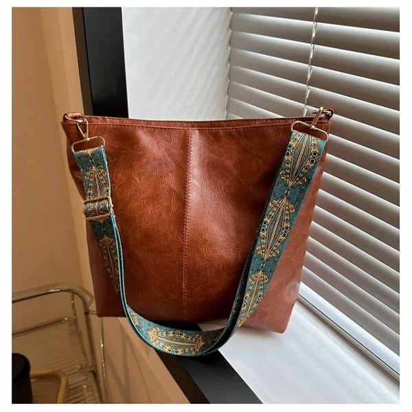 Sac fourre-tout à bandoulière à large bande pour femme, grande capacité, rétro, polyvalent, sangle géométrique, hobo, initié à l|7,05 €|OKKO MODE