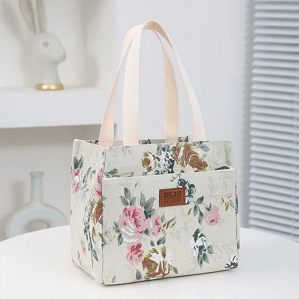 Sac à lunch esthétique imprimé floral, sac bento isolé grande capacité pour école travail plage voyages|6,00 €|OKKO MODE