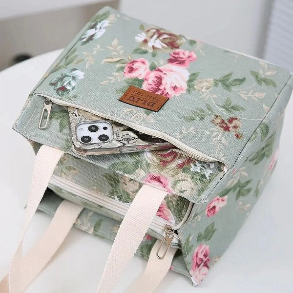 Sac à lunch esthétique imprimé floral, sac bento isolé grande capacité pour école travail plage voyages|6,00 €|OKKO MODE