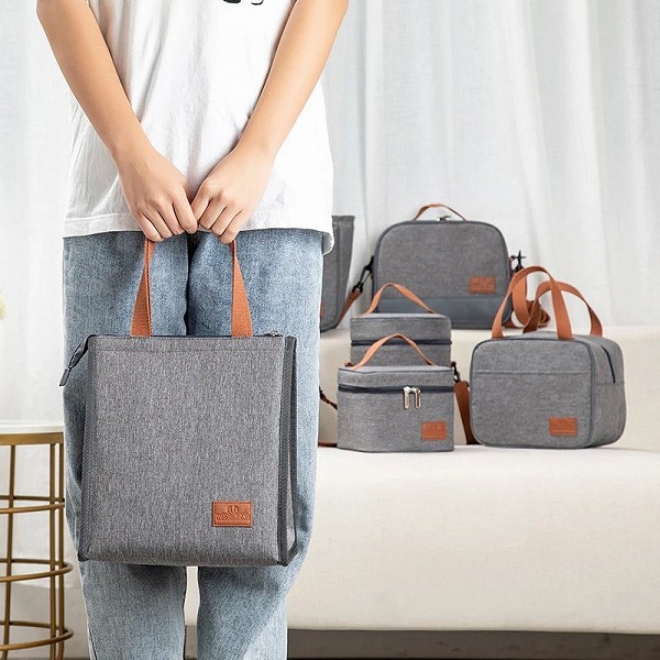 Sac à lunch isolant gris fourre-tout portable pour le travail de bureau et l'école|7,99 €|OKKO MODE