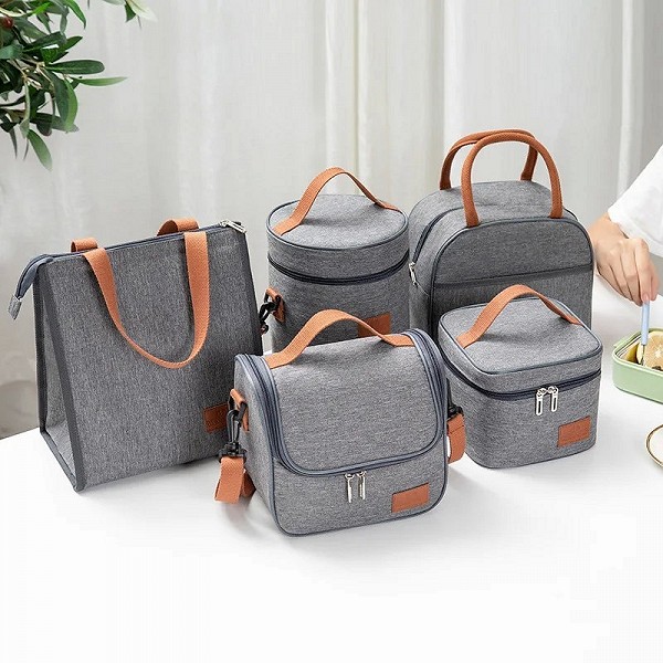 Sac à lunch isolant gris fourre-tout portable pour le travail de bureau et l'école|7,99 €|OKKO MODE