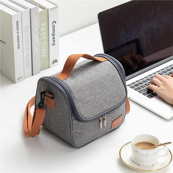 Sac à lunch isolant gris fourre-tout portable pour le travail de bureau et l'école|7,99 €|OKKO MODE