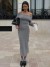 Robe grise longue en tricot à manches longues pour femmes, robes moulante couleur unie, sexy, fête, vacances, fille | 26,00 $ | OKKO MODE