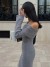 Robe grise longue en tricot à manches longues pour femmes, robes moulante couleur unie, sexy, fête, vacances, fille | 26,00 $ | OKKO MODE