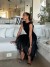 Robe mi-longue en tricot noir pour femmes, glands, col rond, sans manches, dos nu, fermeture éclair, robes de tambour fille | 31,50 $ | OKKO MODE
