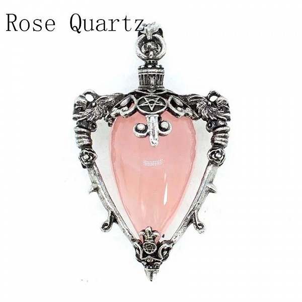 Pendule en cristal de goutte d'eau pour radiesthésie, pendentif antique quartz rose naturel Onyx|6,29 €|OKKO MODE