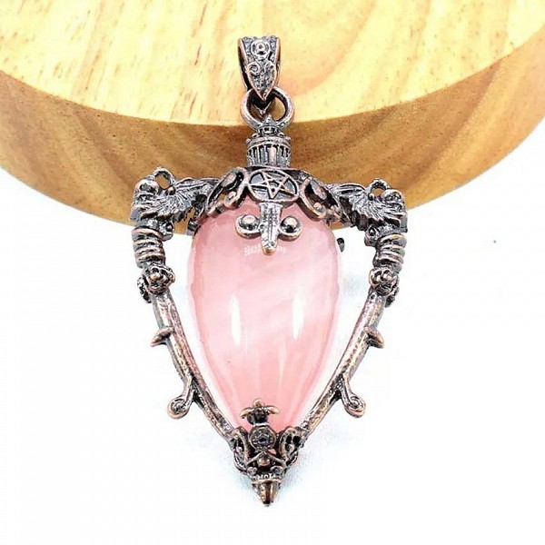 Pendule en cristal de goutte d'eau pour radiesthésie, pendentif antique quartz rose naturel Onyx|6,29 €|OKKO MODE