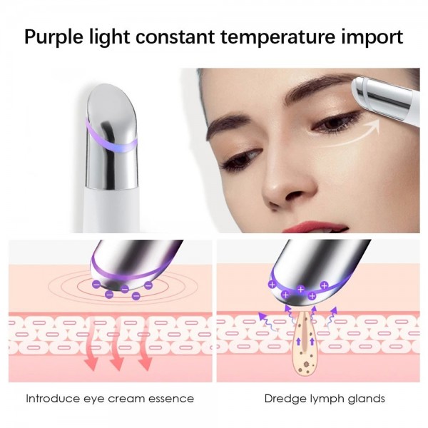 Appareil de massage des yeux à vibrations IPL, anti-cernes, lumière bleue, stylo anti-déformable, compresse chaude, appareil de |2,00 €|OKKO MODE