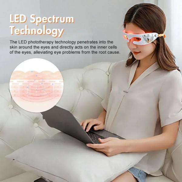 Lunette oculaire électrique à vibration, thérapie par la lumière LED, anti-âge soins des yeux et fatigue, relaxation|19,87 €|OKKO MODE