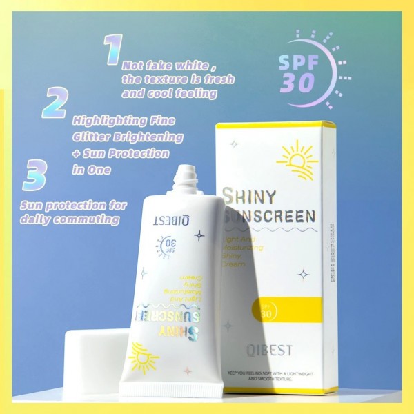 QIBEST-Crème solaire nacrée pour le corps, crème solaire blanchissante, crème protectrice, contrôle de l'huile, maquillage hydra|4,49 €|OKKO MODE