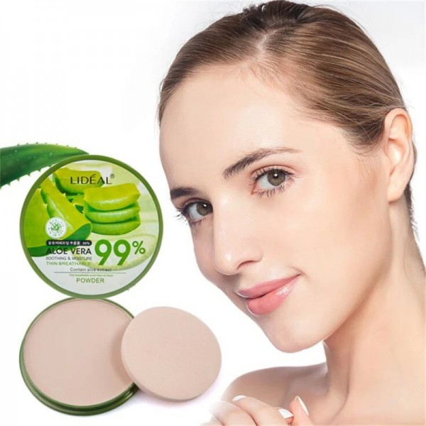 Poudre naturelle d'aloe Vera visage hydratant fond de teint lisse poudre pressée maquillage correcteur Pores couverture éclairci|1,79 €|OKKO MODE