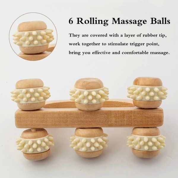 Outil de rouleau de massage en bois manuel, masseur en bois, rouleau de massage du dos en bois, masseur musculaire des tissus pr|4,49 €|OKKO MODE