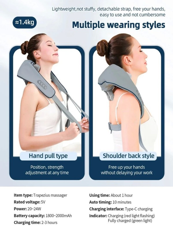 Écharpes de massage électrique pour le cou et le dos, masseur de tissus profonds musculaires sans fil|29,69 €|OKKO MODE