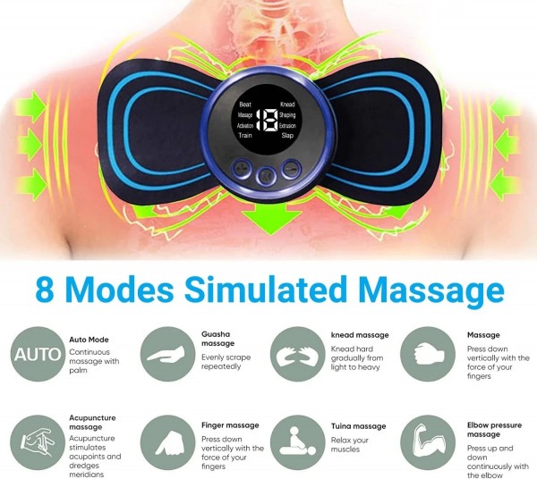 Massage cou électrique EMS avec écran LCD, 3 ensembles, 8 modes, impulsion, muscle, masseur cervical|2,69 €|OKKO MODE