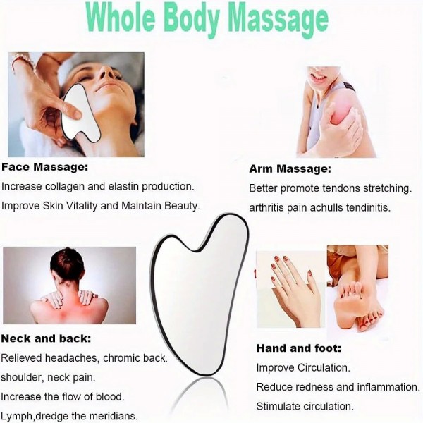 Ensemble d'outils de massage Gua Sha en acier inoxydable, outil de grattage des tissus mous, utilisé pour le dos, les jambes, le|8,09 €|OKKO MODE