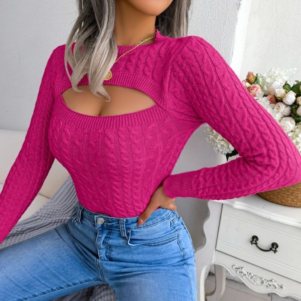 Suéter de punto para niña con diseño sexy, manga larga - colores otoño e invierno