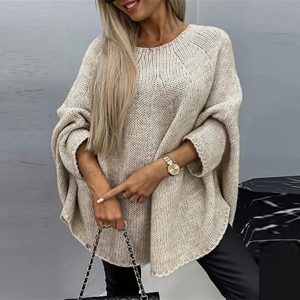 Pullover à manches chauve-souris femme, pull élégant, pull long chaud et doux, mode printemps