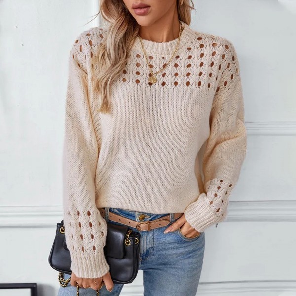 Pull à Col Rond pour Femme, Vêtement rose ou beige à la Mode, Nouvelle Collection Automne Hiver|8,09 €|OKKO MODE