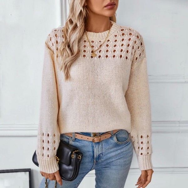 Pull à Col Rond pour Femme, Vêtement rose ou beige à la Mode, Nouvelle Collection Automne Hiver|8,09 €|OKKO MODE