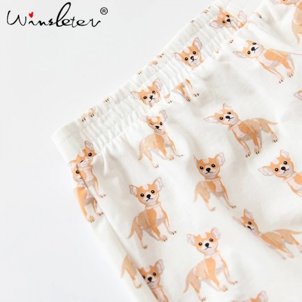 Pyjama imprimé Chihuahua pour femmes, ensemble 2 pièces haut   short|16,19 €|OKKO MODE