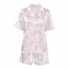 Satin Animal Print Women's Short Pajama Set with Shawl Collar