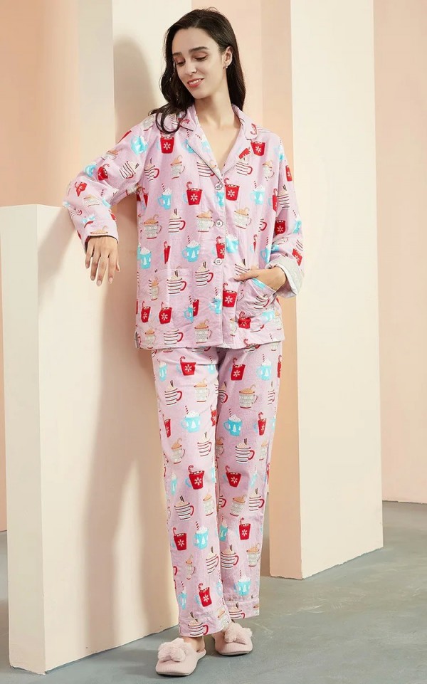 Ensemble pyjama coton doux femme imprime chien dessin anime manches longues|33,29 €|OKKO MODE