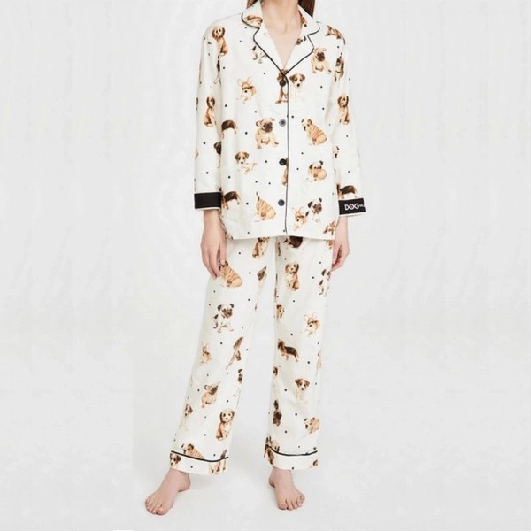 Ensemble pyjama coton doux femme imprime chien dessin anime manches longues|33,29 €|OKKO MODE