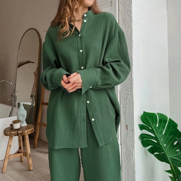 Ensemble pyjama 2 pièces en coton pour femmes, manches longues|26,99 €|OKKO MODE