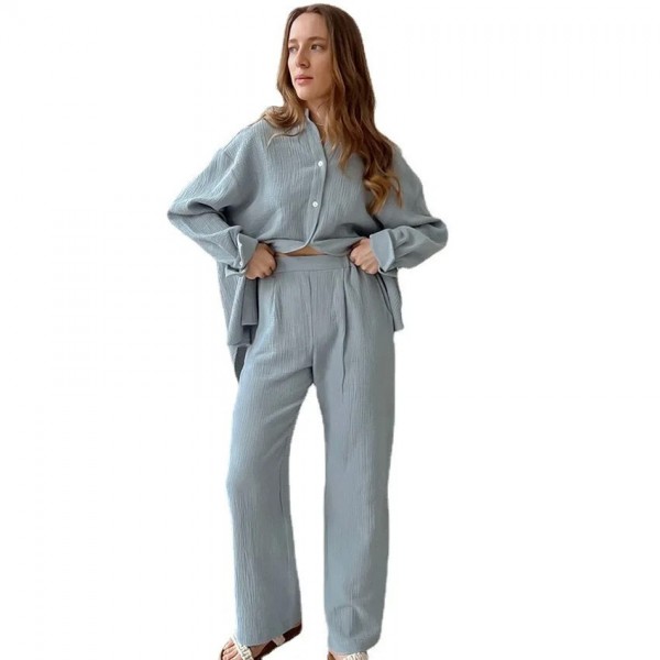 Ensemble pyjama 2 pièces en coton pour femmes, manches longues|26,99 €|OKKO MODE