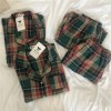 Ensemble de pyjama de Noël vert pour couple, vêtements à carreaux simples|25,19 €|OKKO MODE