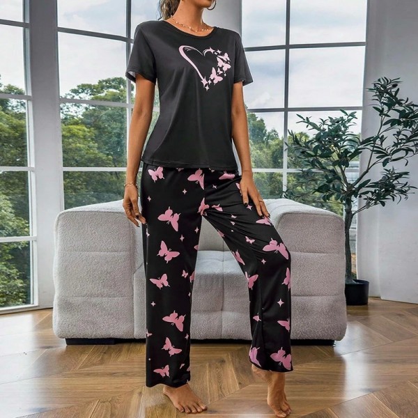 Ensembles de pyjama à manches courtes pour femmes, imprimé papillon|8,99 €|OKKO MODE