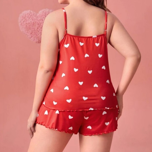 Ensemble de pyjama grande taille chemise de nuit et short Cami Scottsdale - rouge amour|8,99 €|OKKO MODE