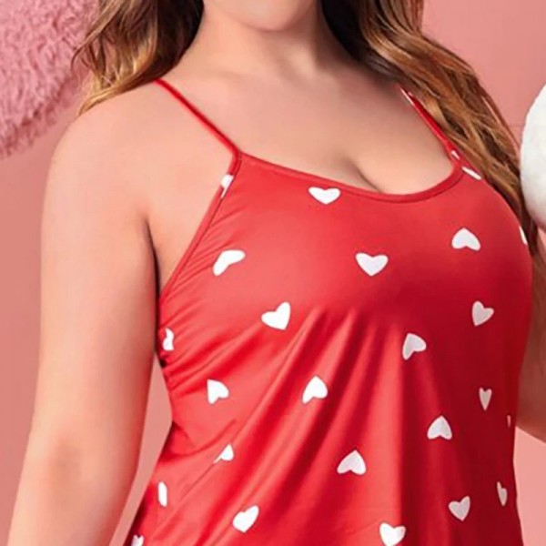 Ensemble de pyjama grande taille chemise de nuit et short Cami Scottsdale - rouge amour|8,99 €|OKKO MODE