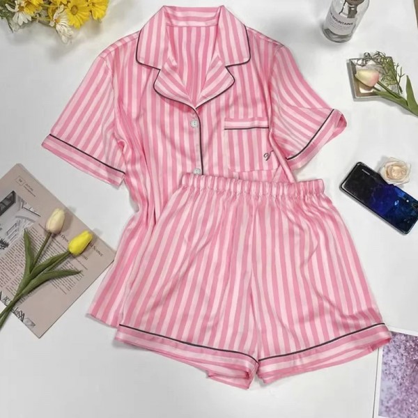 Pyjama d'été à manches courtes pour femmes en satin doux|13,01 €|OKKO MODE