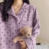 Ensemble de pyjamas à manches longues pour femmes, col rabattu et boutons|9,89 €|OKKO MODE