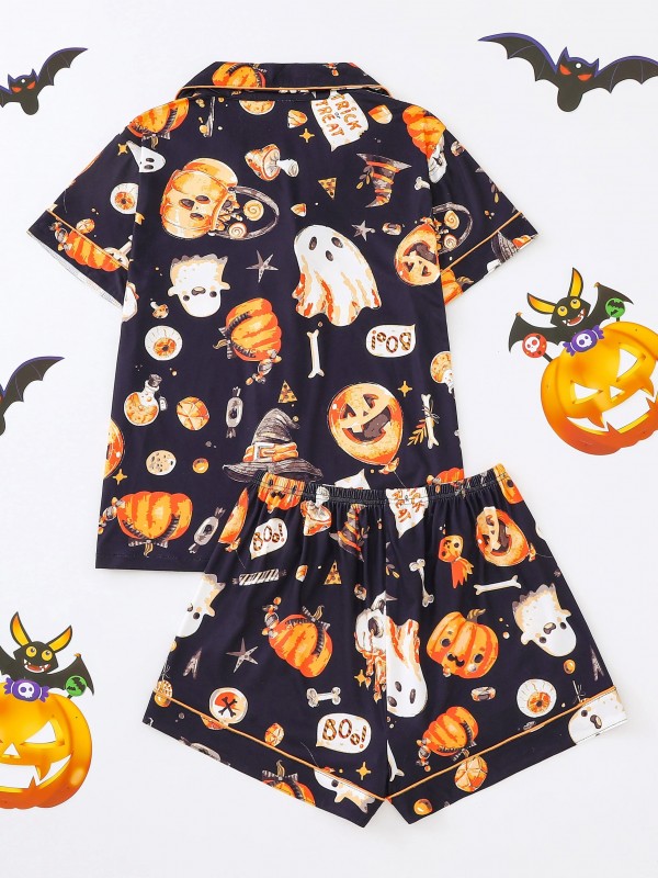 Ensemble pyjama imprimé chauve-souris Aliments d'Halloween pour femme|13,01 €|OKKO MODE