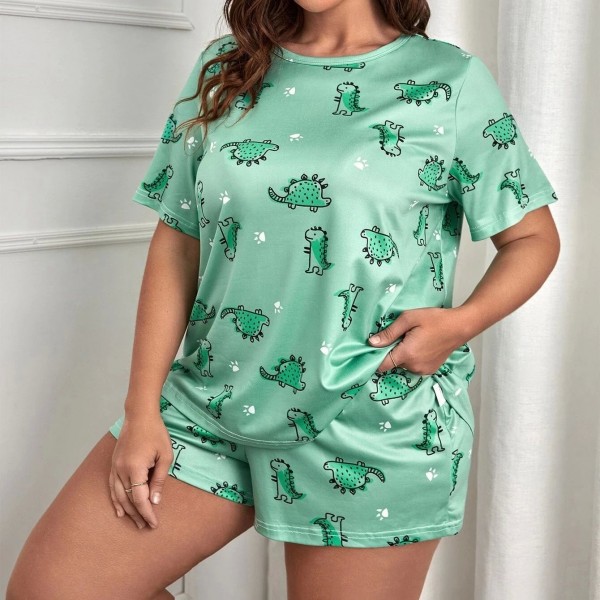 Pyjama imprimé cœur de dessin animé pour femme, ensemble vêtements nuit confortables|13,01 €|OKKO MODE