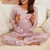 Ensemble pyjama imprimé dessin animé pour femme, chemise à manches longues et masque pour les yeux|8,99 €|OKKO MODE