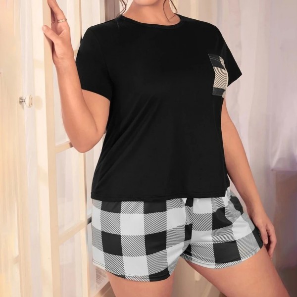 Ensemble de pyjamas pour femmes grande taille XL-5XL - Vêtements de nuit T-shirt à manches courtes avec ensemble de shorts|13,49 €|OKKO MODE