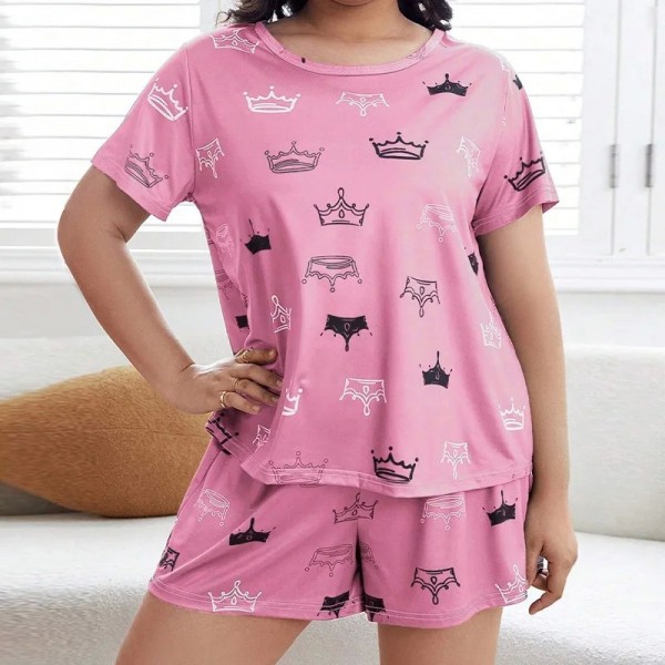 Ensemble pyjama femme grande taille imprimé lettre été doux XL-5XL|12,59 €|OKKO MODE