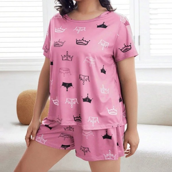 Ensemble pyjama femme grande taille imprimé lettre été doux XL-5XL|12,59 €|OKKO MODE