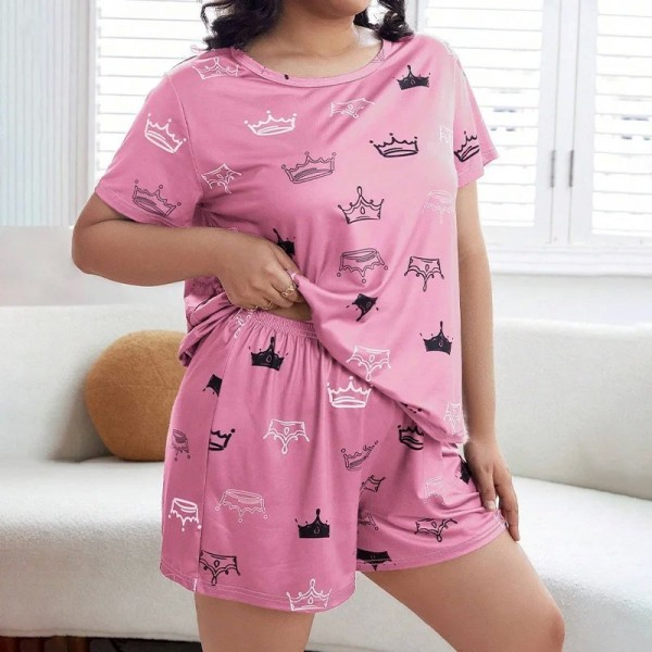 Ensemble pyjama femme grande taille imprimé lettre été doux XL-5XL|12,59 €|OKKO MODE