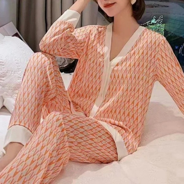 Pyjama deux pièces en satin à manches longues pour femmes, ensemble de vêtements d'intérieur confortable.|11,69 €|OKKO MODE