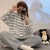 Ensemble de pyjamas rembourrés et épais pour femmes, vêtements d'intérieur rayés | 13,01 € | OKKO MODE