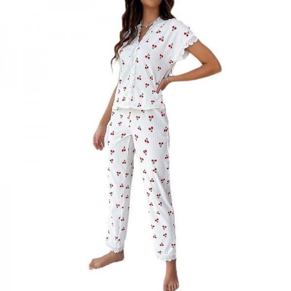 Pyjama à manches courtes pour femmes en patchwork de dentelle.|13,49 €|OKKO MODE