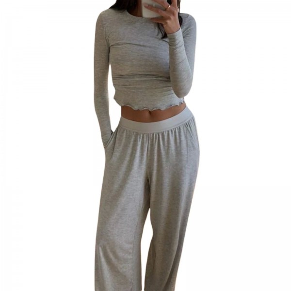 Ensemble de pyjama à manches longues pour femmes, pantalons larges et confortables|17,09 €|OKKO MODE