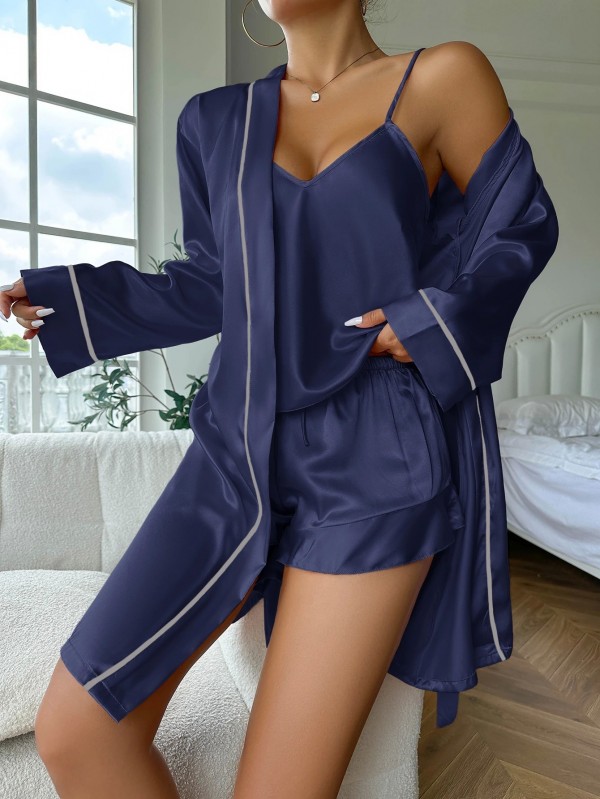 Ensemble pyjama en satin manches longues pour femme|15,03 €|OKKO MODE