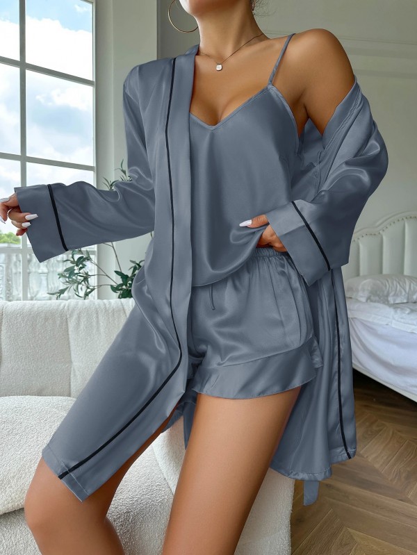 Ensemble pyjama en satin manches longues pour femme|15,03 €|OKKO MODE